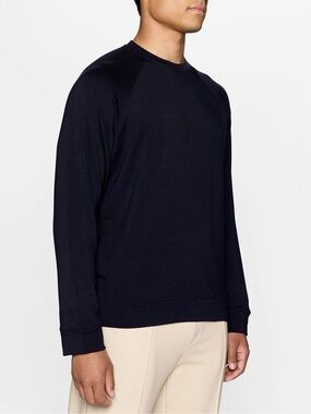 Vince Men’s Navy Long-Sleeve Crewneck Sweatshirt